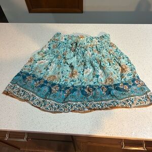 Simple Blue and Brown Floral Mini Skirt